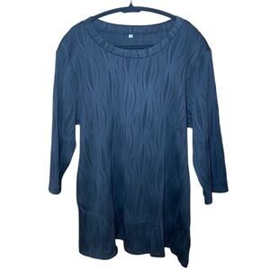 Chico's - Black Textured Quarter Sleeve Top - XL